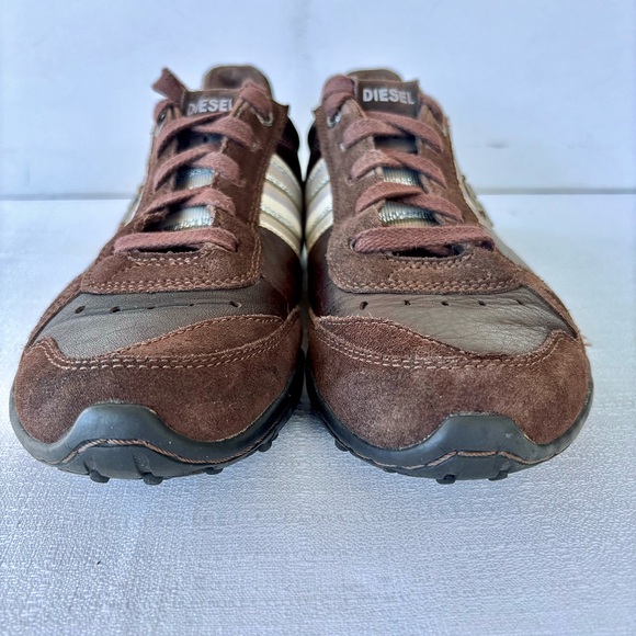 Y2K Vintage DIESEL CHEJU 78 Brown Women's Leather Sneakers Shoe Size 7.5 - Picture 5 of 13